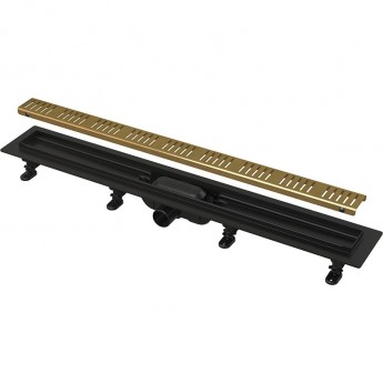 Водоотводящий желоб ALCAPALST APZ10BLACK-550BRASS с порогами для перфорированной решетки